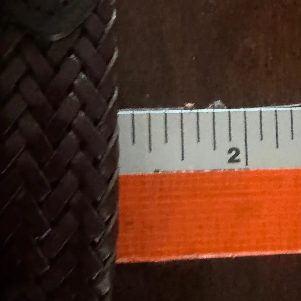 Dark Brown Woven Braided Bonded Leather Belt Silver Buckle Size Small 36